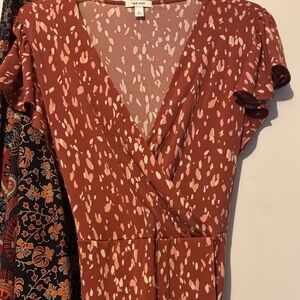 Nine West Rust and Cream Printed Midi Dress